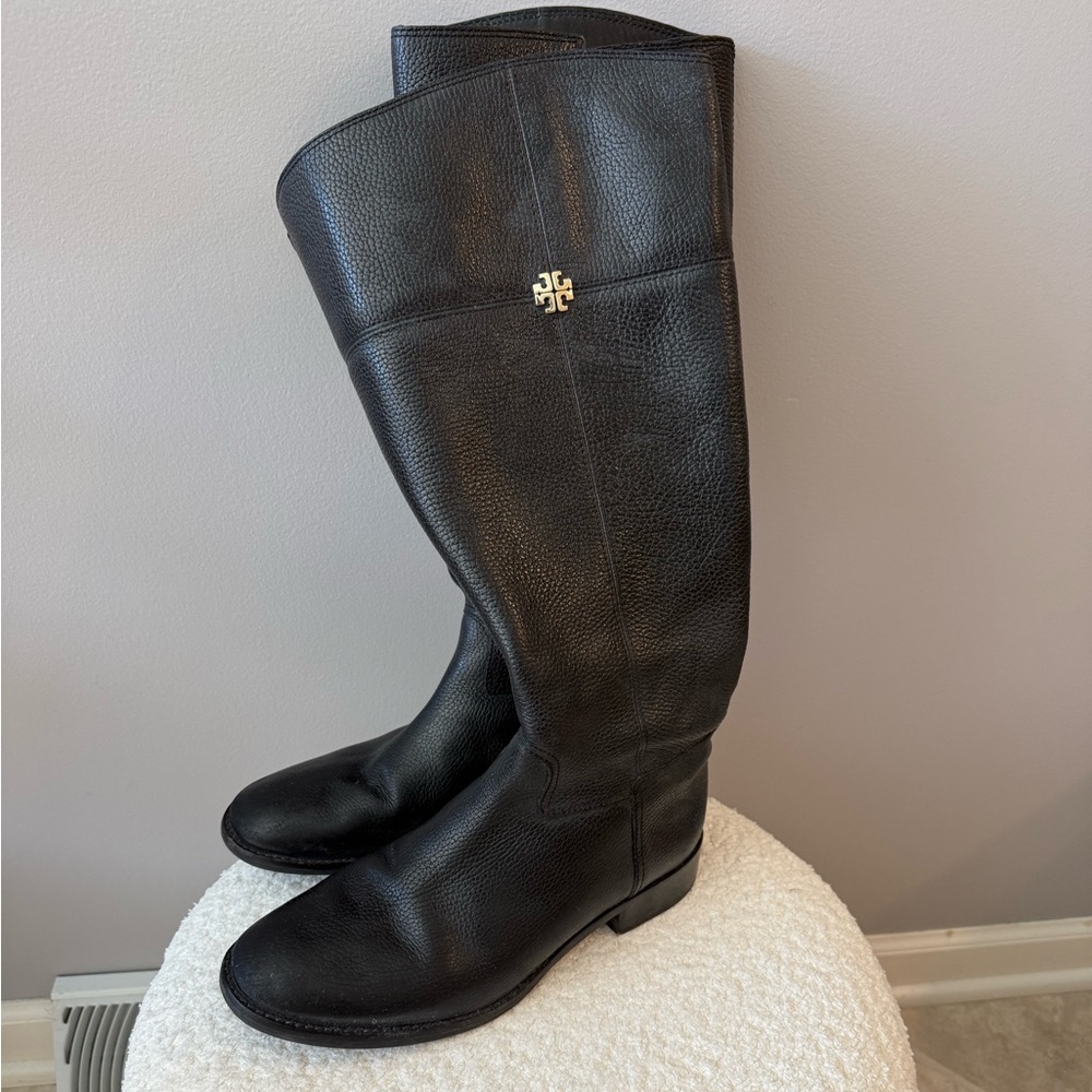 Tory Burch Black Leather Riding Boots